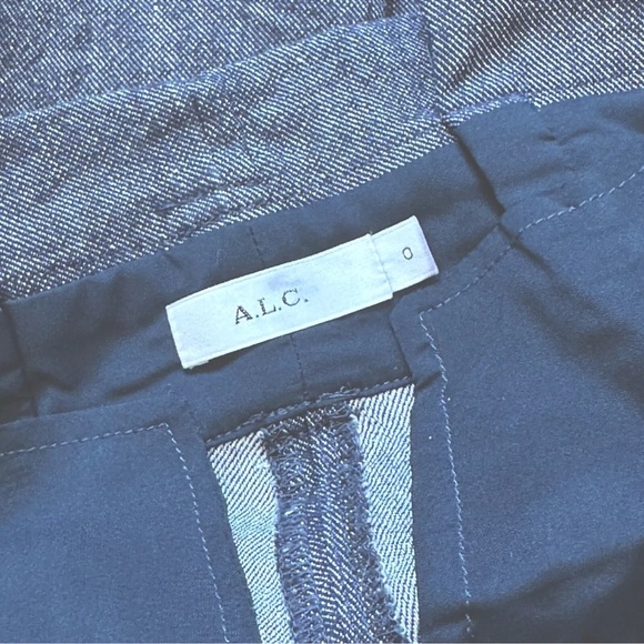 A.L.C. Pant High Waist Belt 0/2 Indigo Blue Chambray Italian Linen Tapered Ankle - Picture 15 of 15